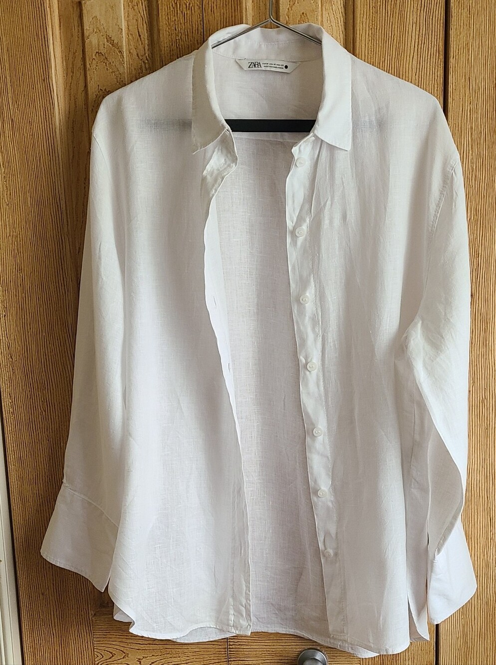 Zara White Linen Button Front Blouse - Picture 7 of 9